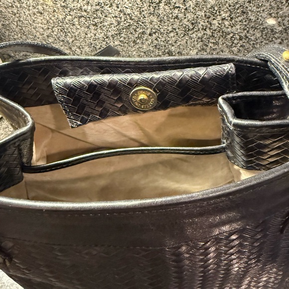 Vintage Brahmin Black Woven Leather Tote Bag - Picture 2 of 4